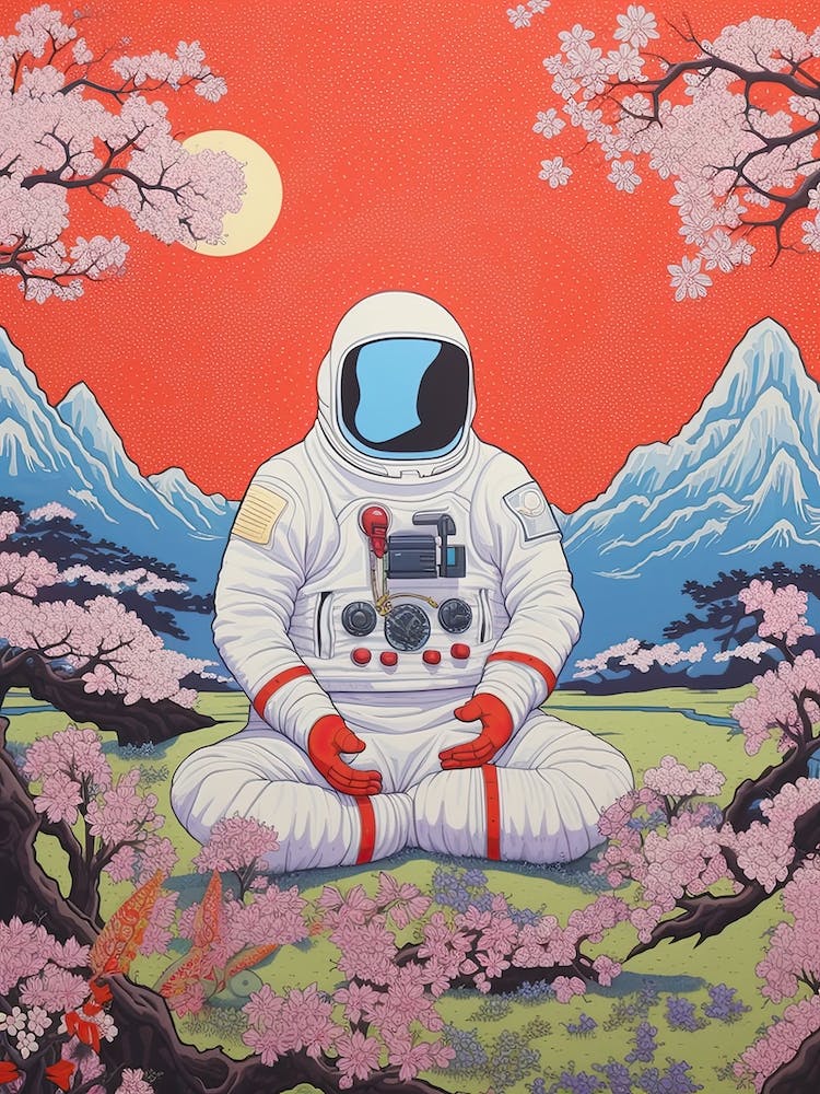 Hippie Astronaut Meditating In Moutn Fuji, Japan 2