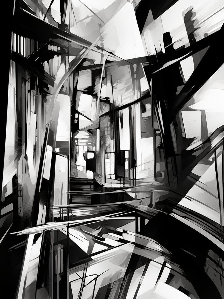 Distorted Reality Abstract Black And White 5