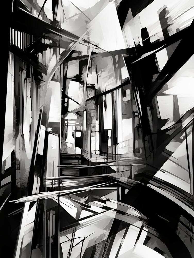 Distorted Reality Abstract Black And White 5