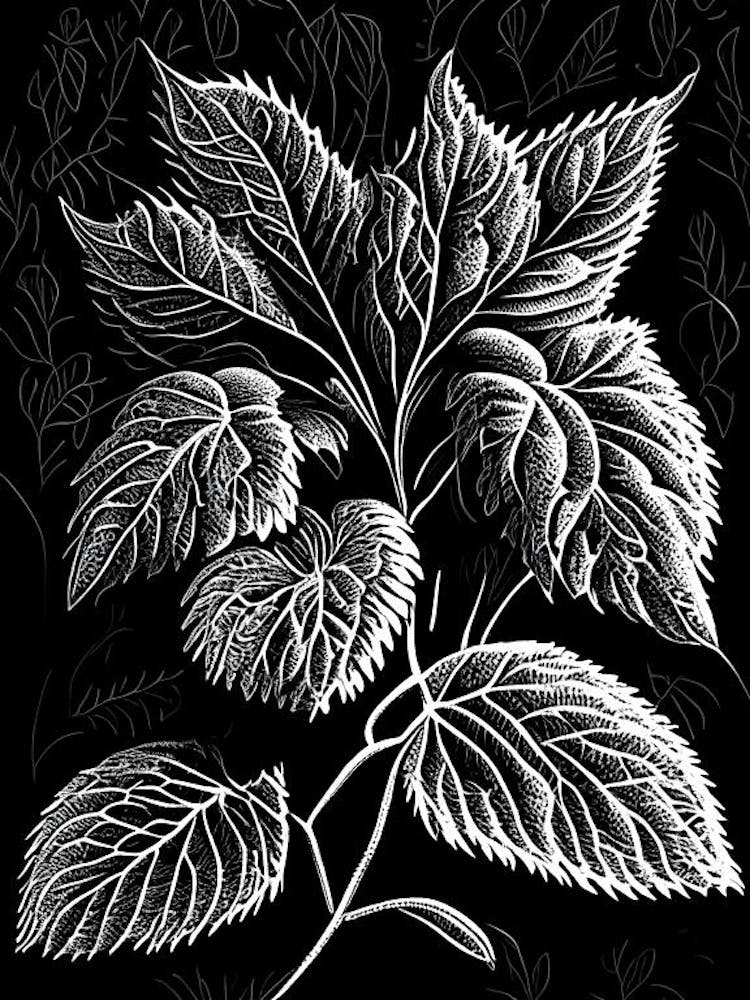 Lemon Balm Leaf Linocut 3