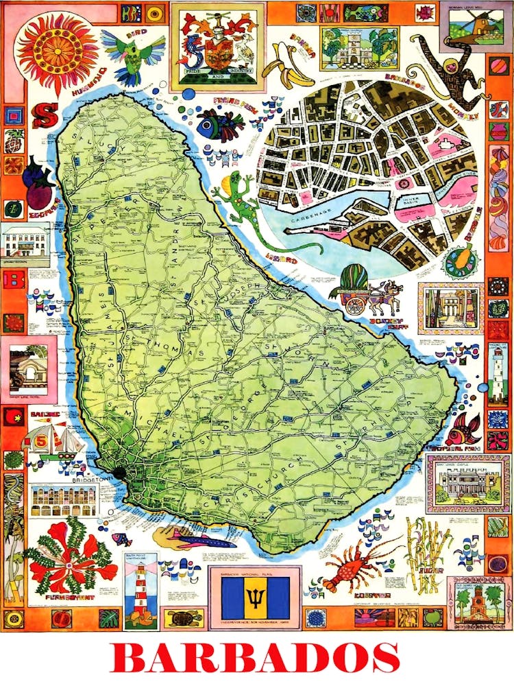 Barbados, Map Of The Island