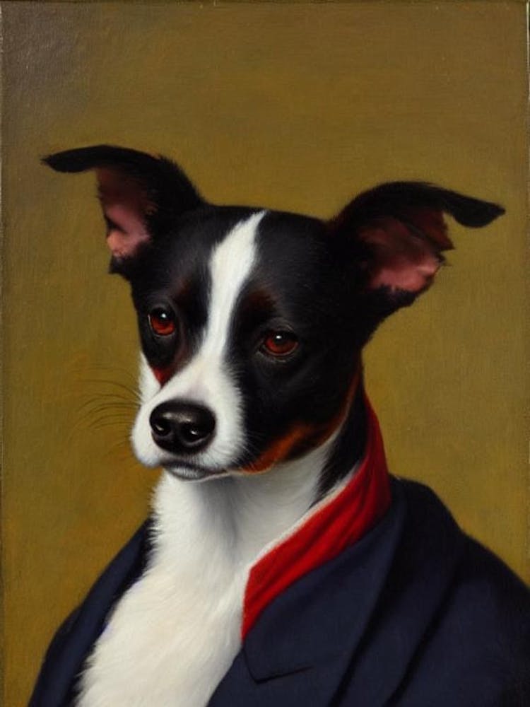 Rat Terrier Renaissance Portrait Oil Painting