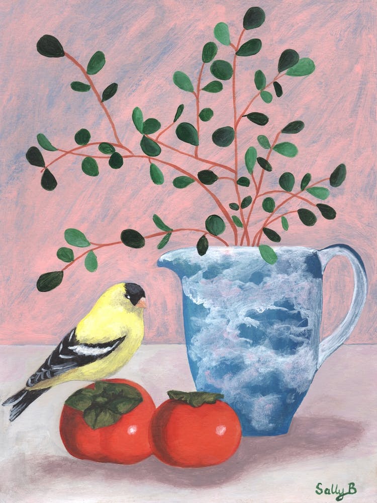 Chinoiserie Bird And Persimmons