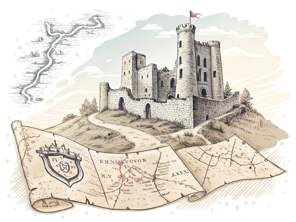 Minimalist Ink Sketch Of Vintage Map Style Illustr