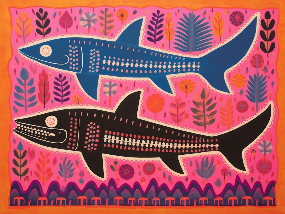 Whale Shark 2 Folk Style Animal Illustration