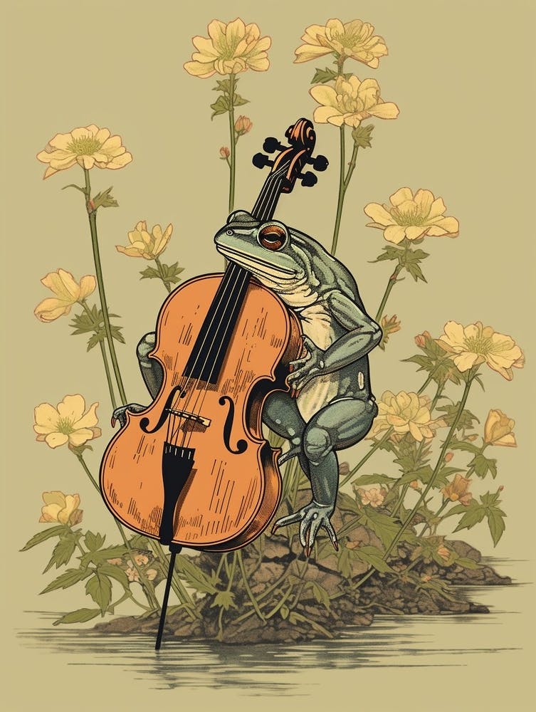 Cello Frog Illustration