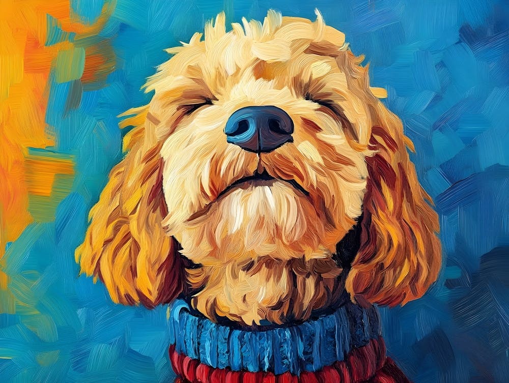 Goldendoodle Yellow And Blue 4