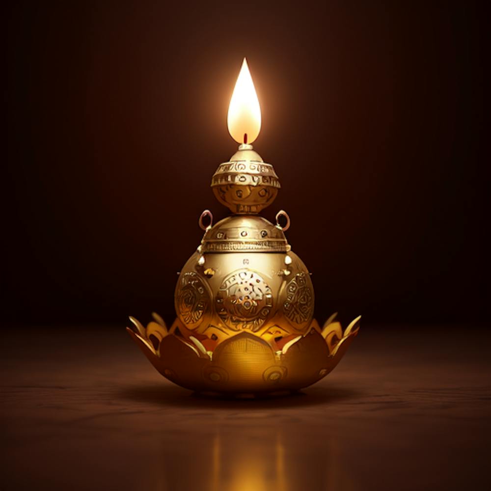 Golden Lamp On A Dark Background