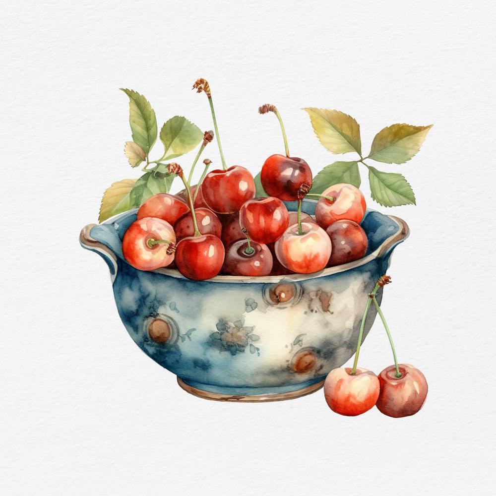 Cherries in antique bowl