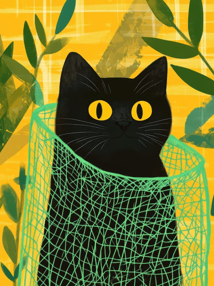 Black Cat In A Net