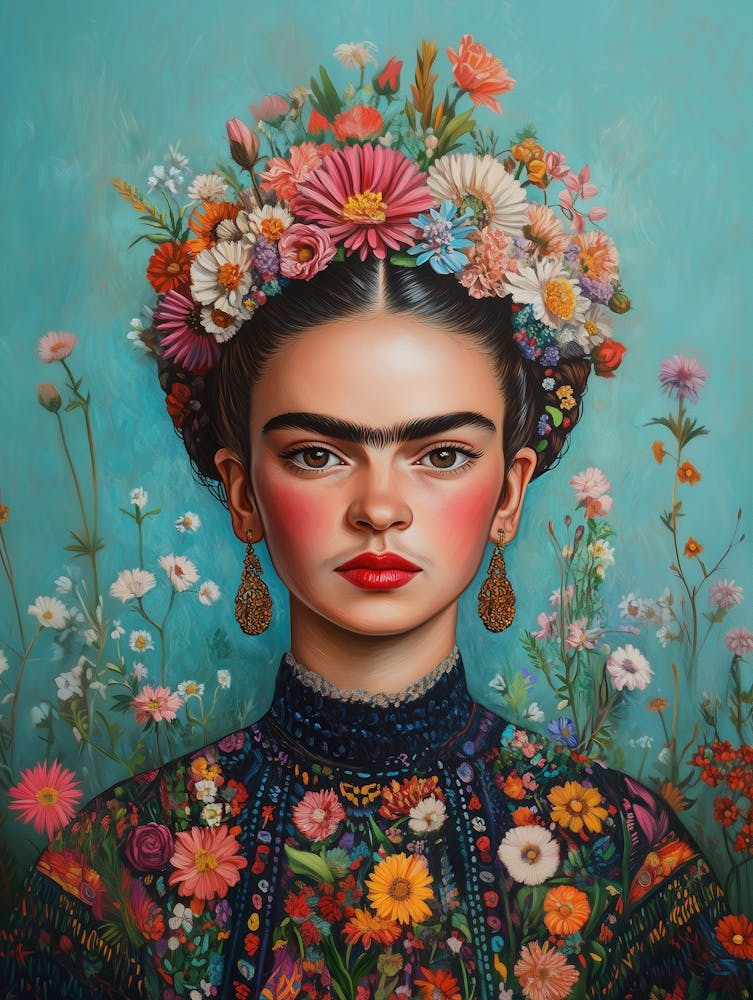 Frida Art de Fleurs Colorées