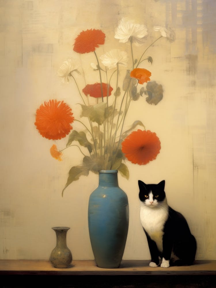 Odilon Redon Inspiriert Vase und Katze