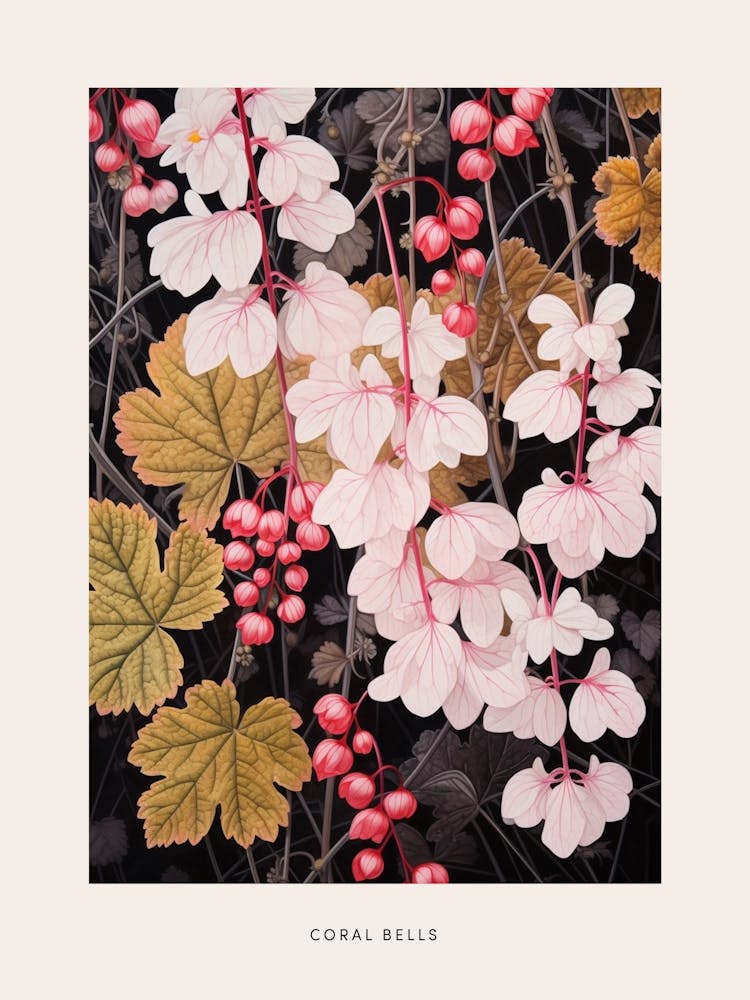 Flower Illustration Coral Bells 2 Poster