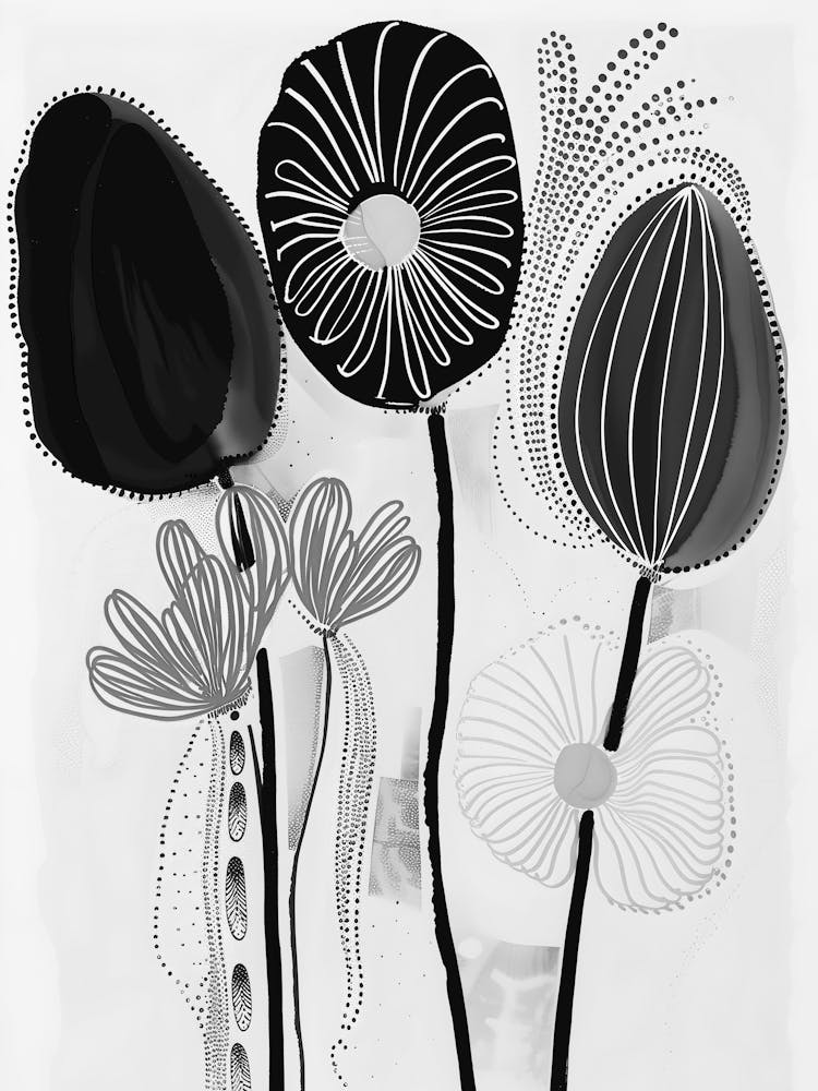 Blumen in Schwarz und Weiß 6