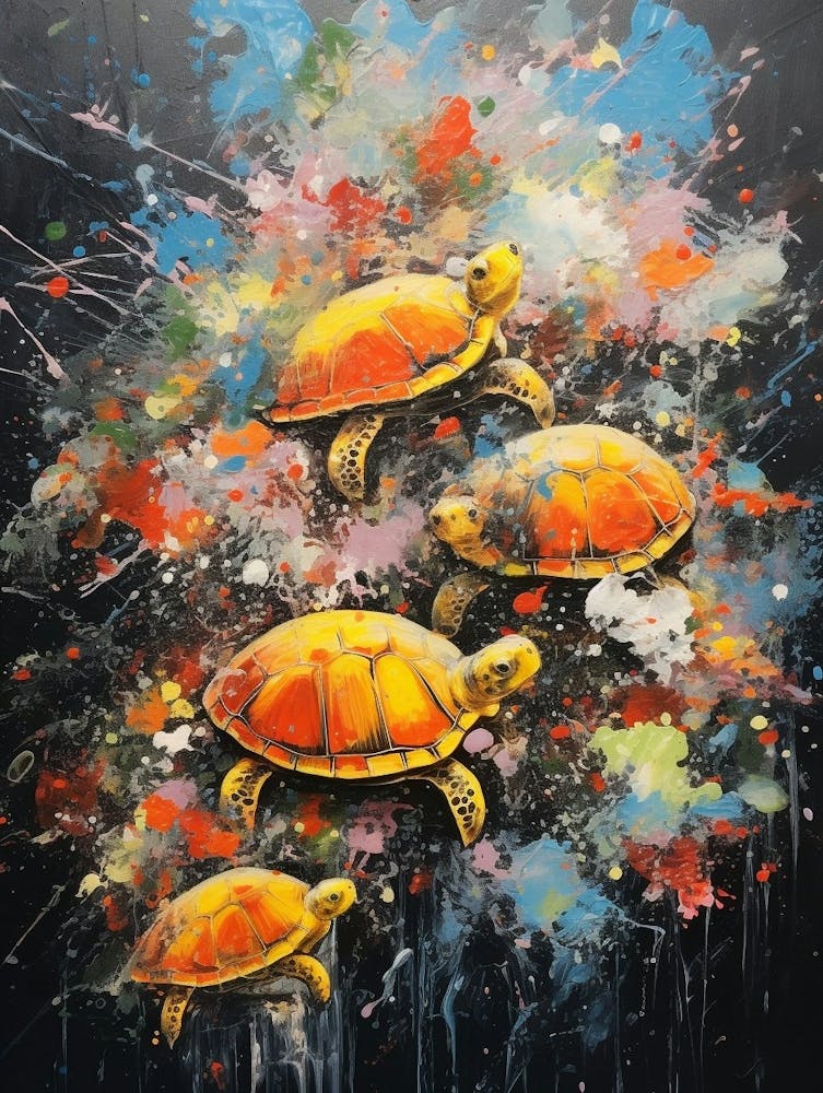 Turtles Abstract Expressionism 1