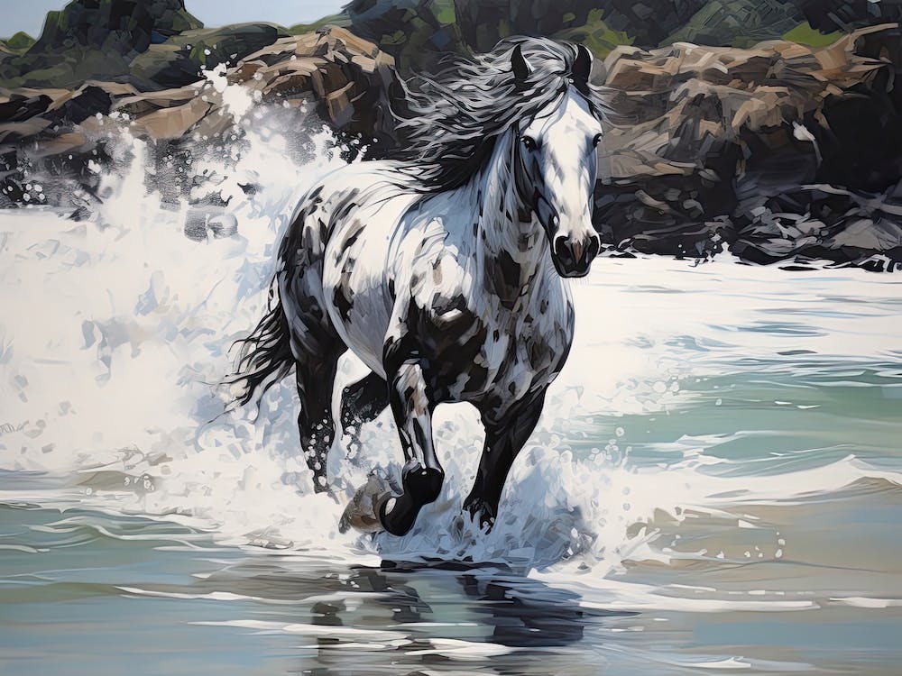 A Horse Oil Painting In El Nido Beaches, Philippines, Landscape 3
