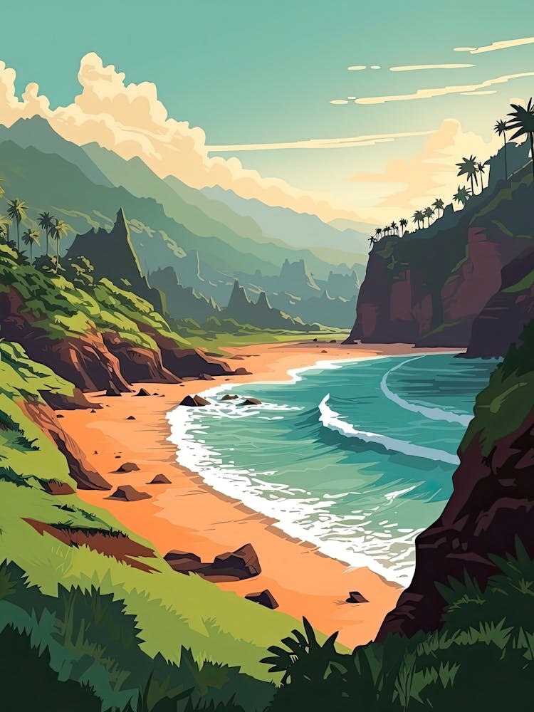 Kauai Hawaii, Usa, Flat Illustration 4