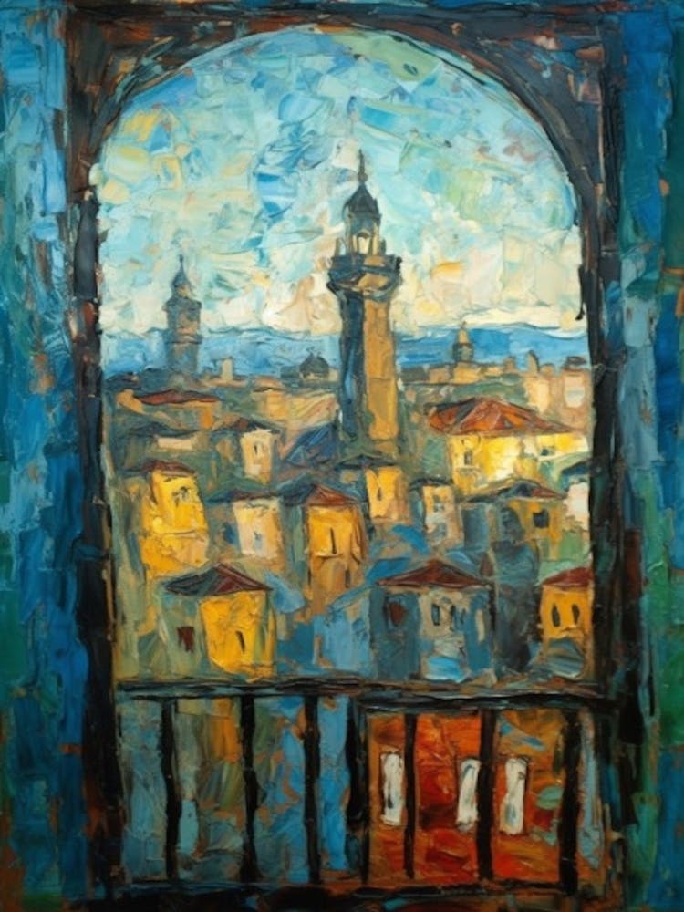 Window View Of Istanbul In The Style Of Expressionism 4