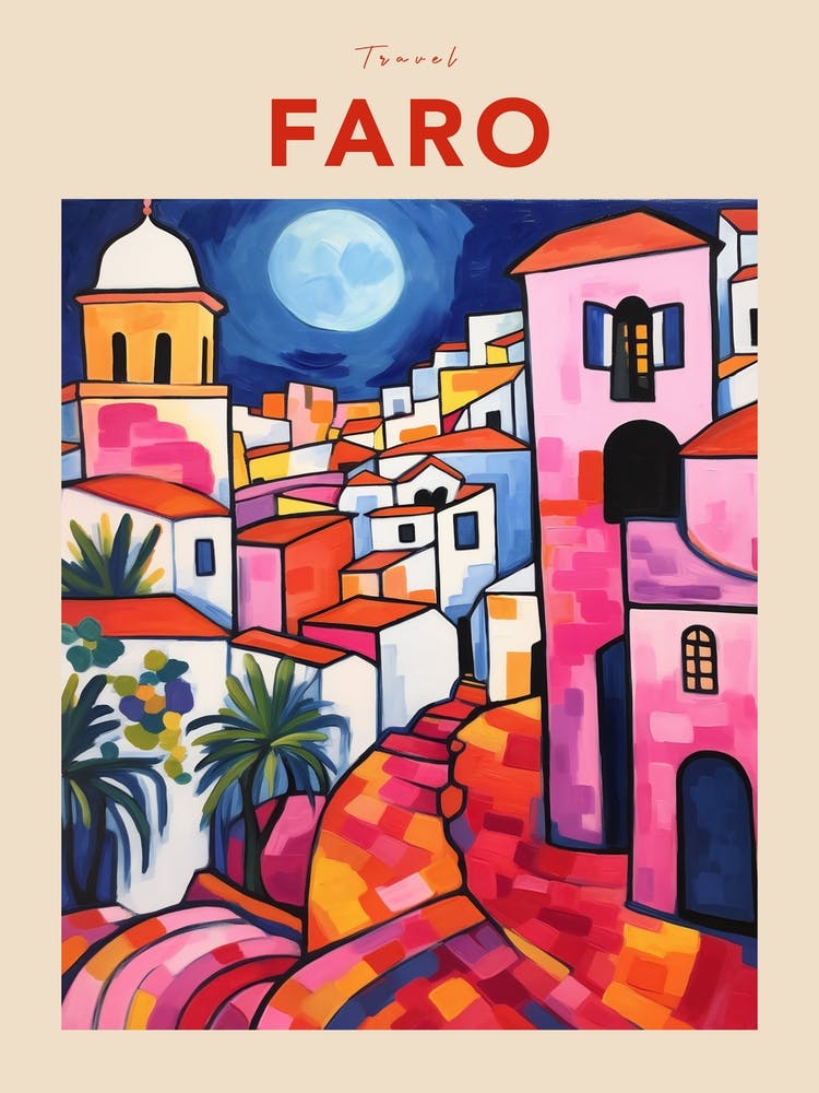 Faro Portugal 6 Fauvist Travel Poster