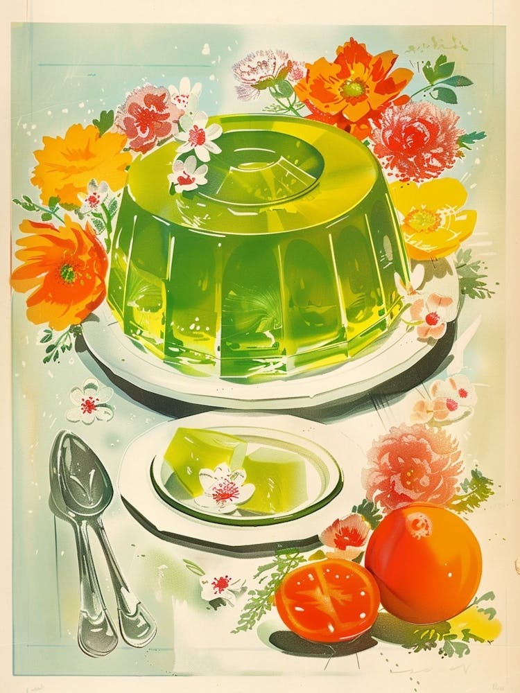 Retro Bright Green Jelly Vintage Cookbook Inspired 3