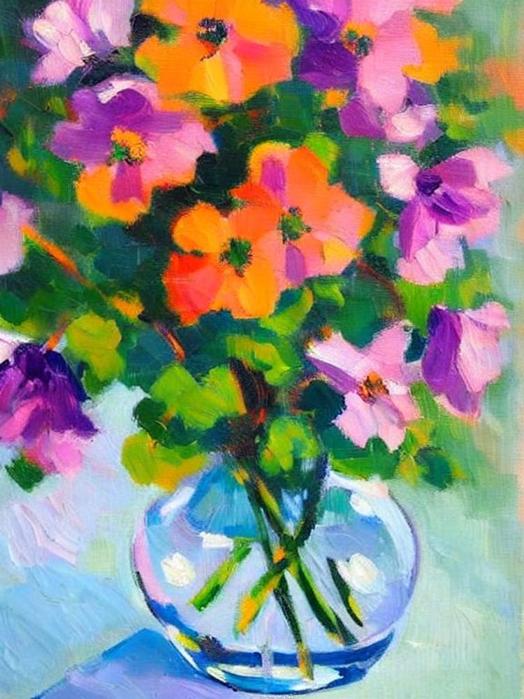 Columbine Floral Abstract Block Colour 1 Flower