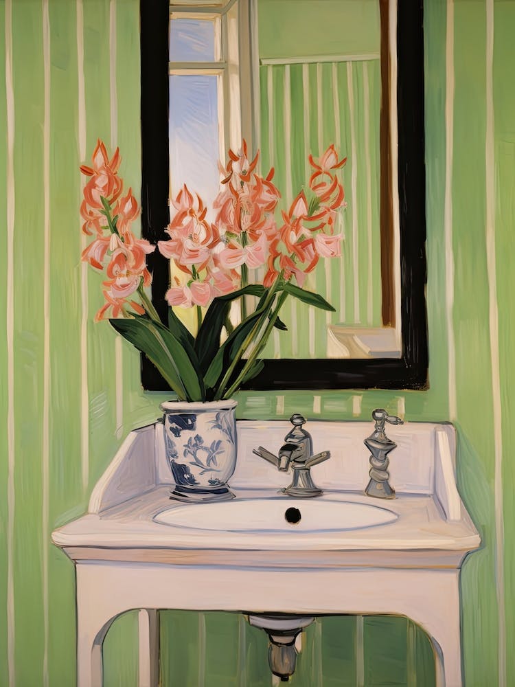 Bathroom Vanity Painting With A Gladiolus Bouquet 1