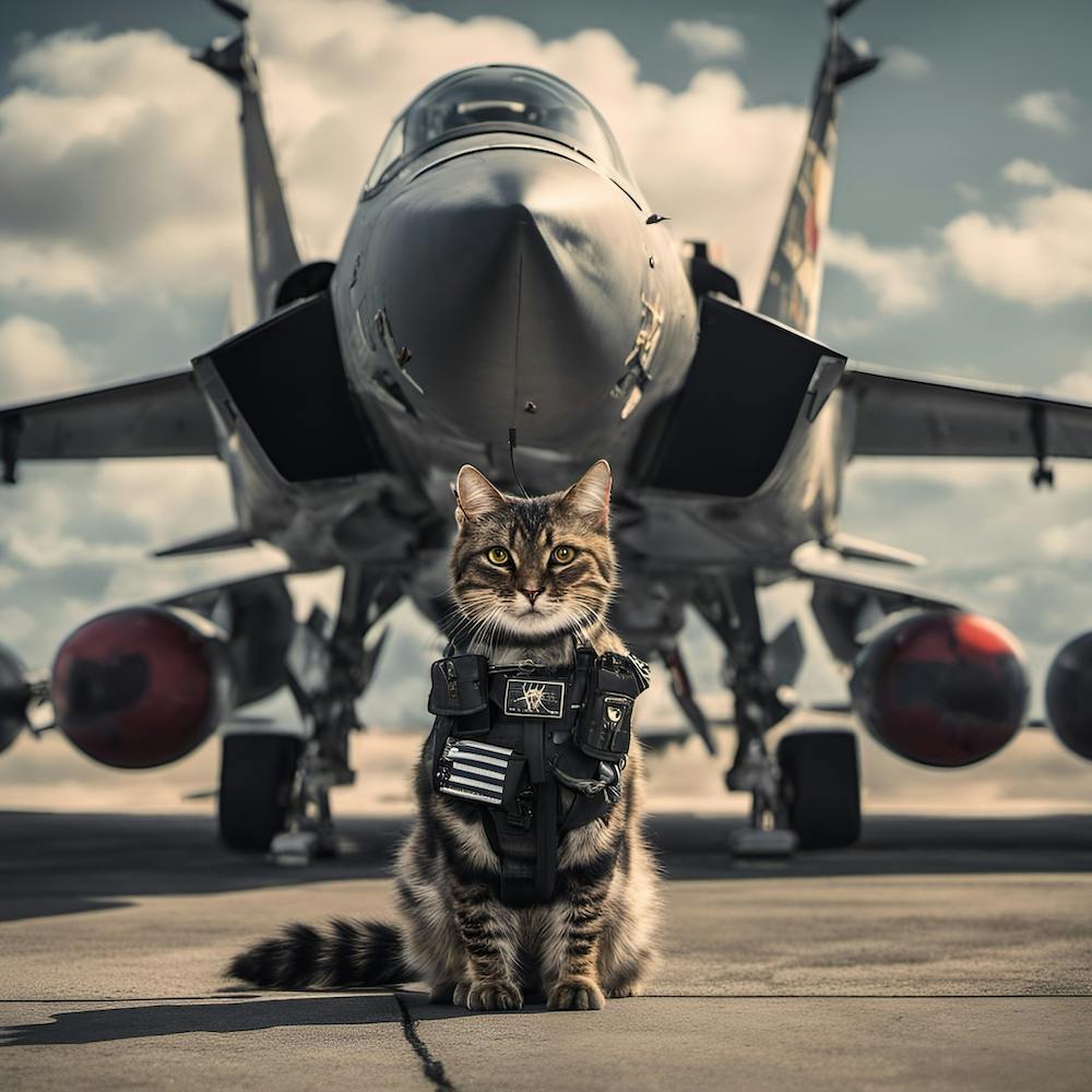 Cat fighter pilot