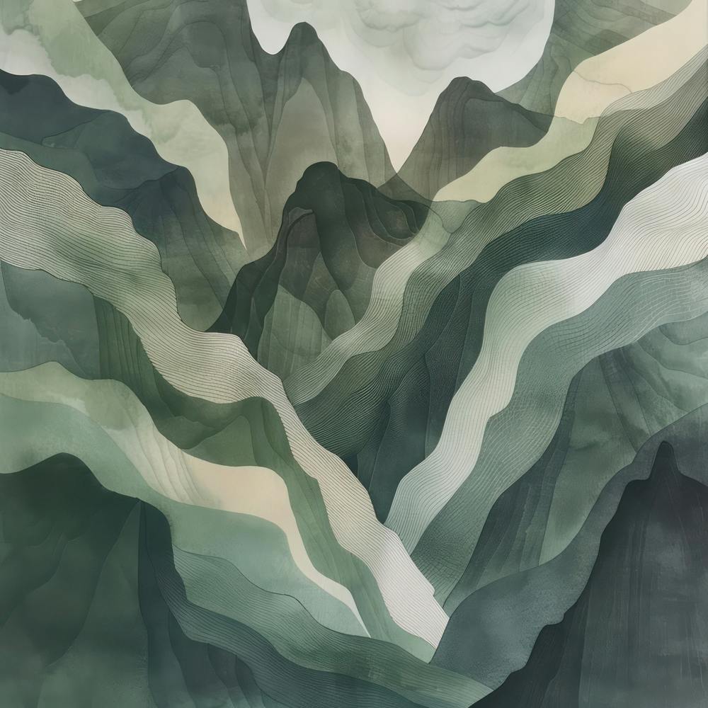 Japanese Watercolour Of Mount Hiuchi 3