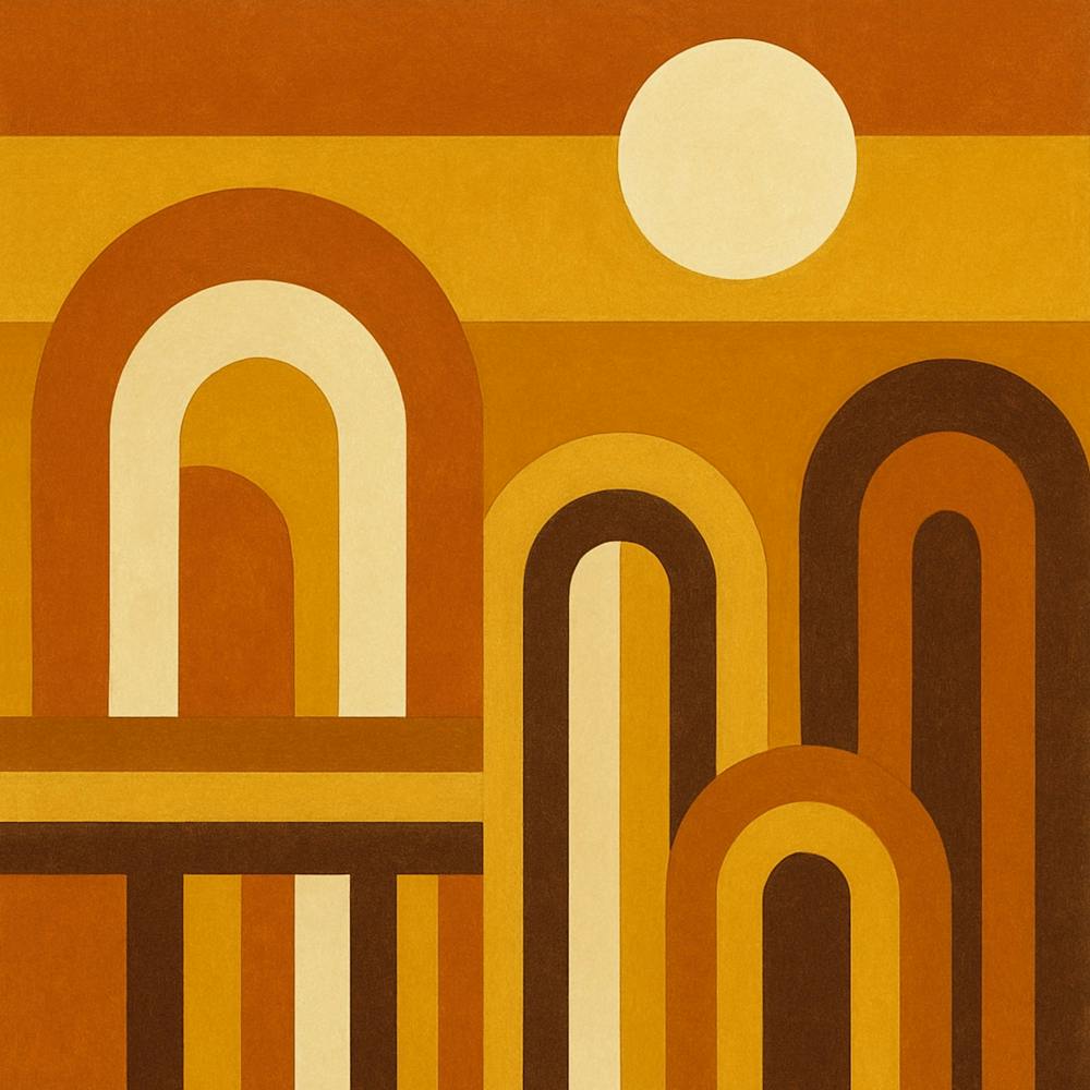 Sun and Arches MCM Geometric Design