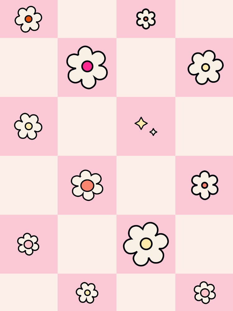 Checkered Daisies Pink