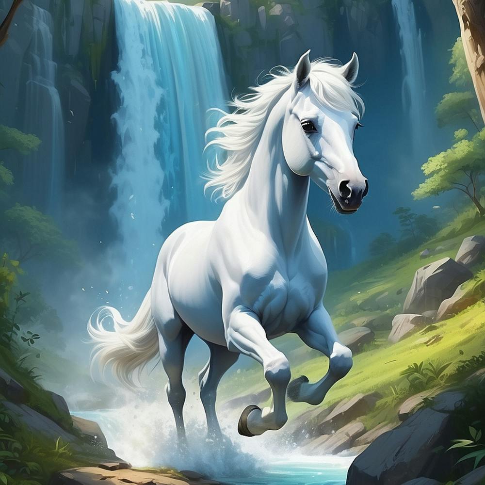 Cheval Blanc Dans La Forêt