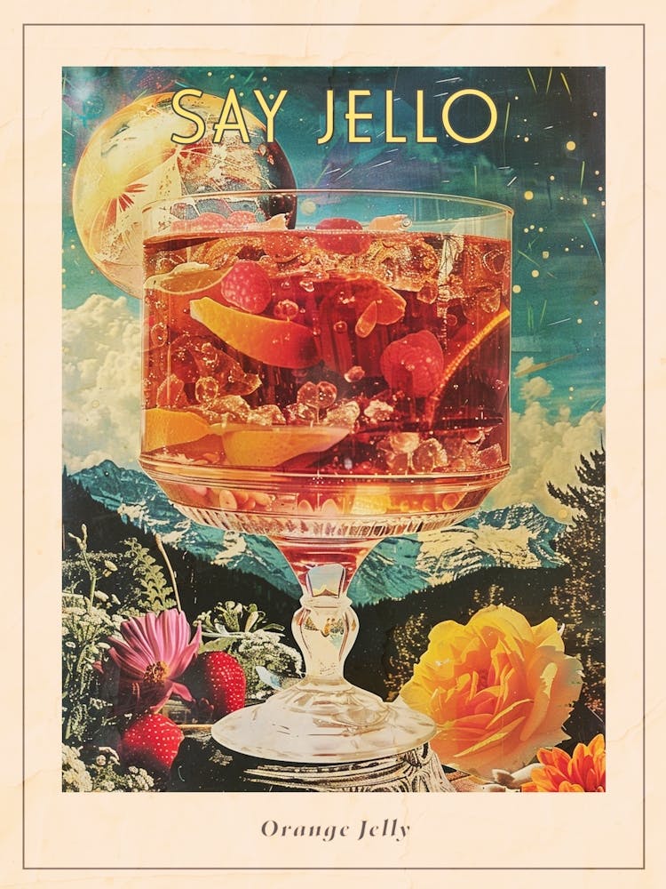 Orange Jelly Space Retro Collage Poster