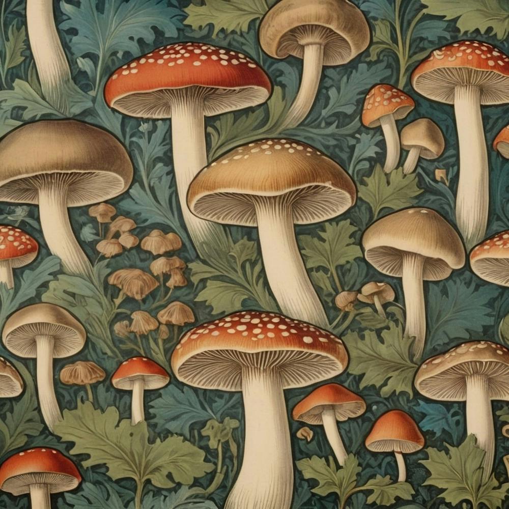 William Morris Print Mushrooms Poster Vintage Textile 2