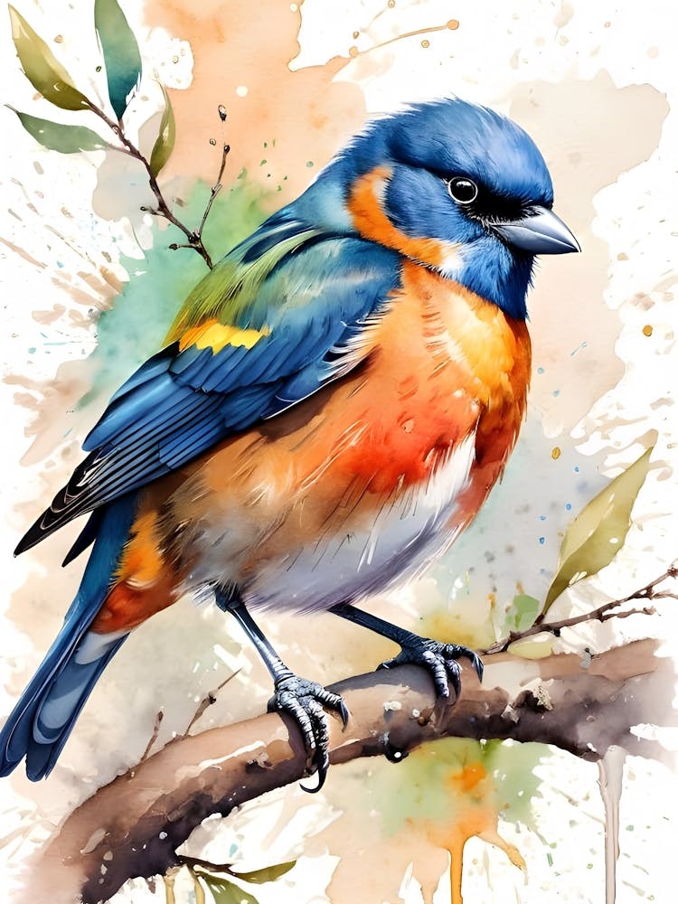 Bluebird Watercolor Painting