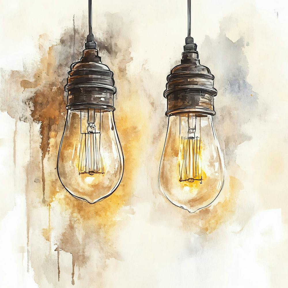 Light Bulbs - Watercolor Painting