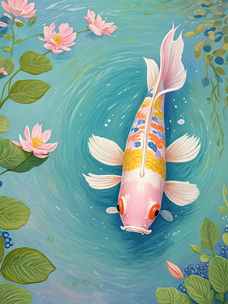 Koi Fish In Clear Water