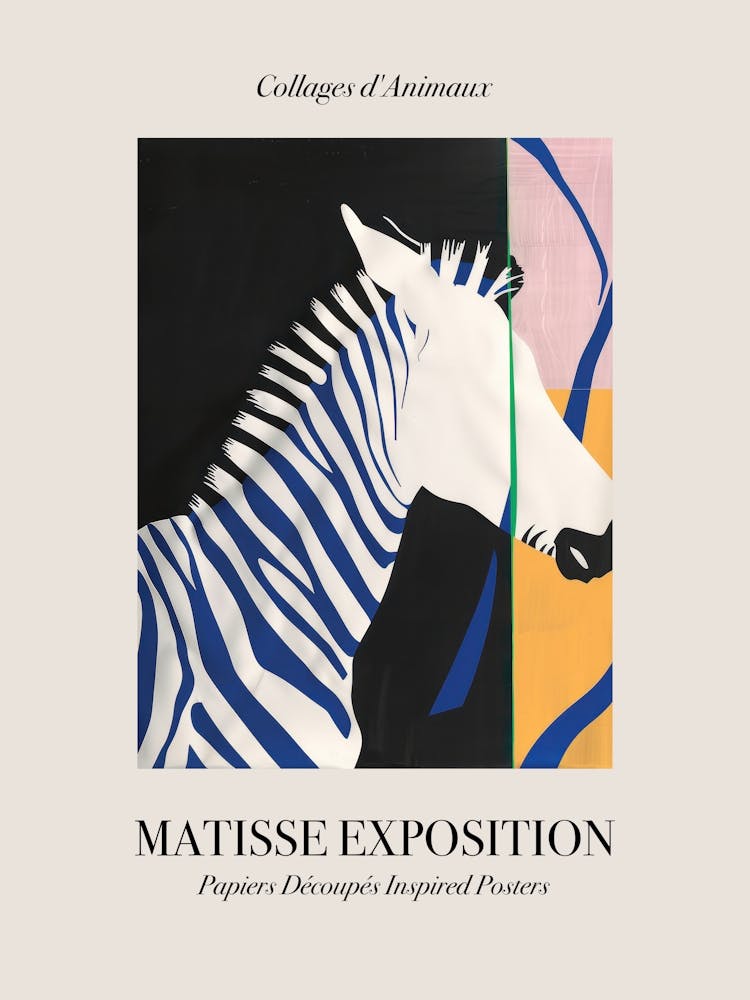 Zebra 3 Matisse Inspired Exposition Animals Poster