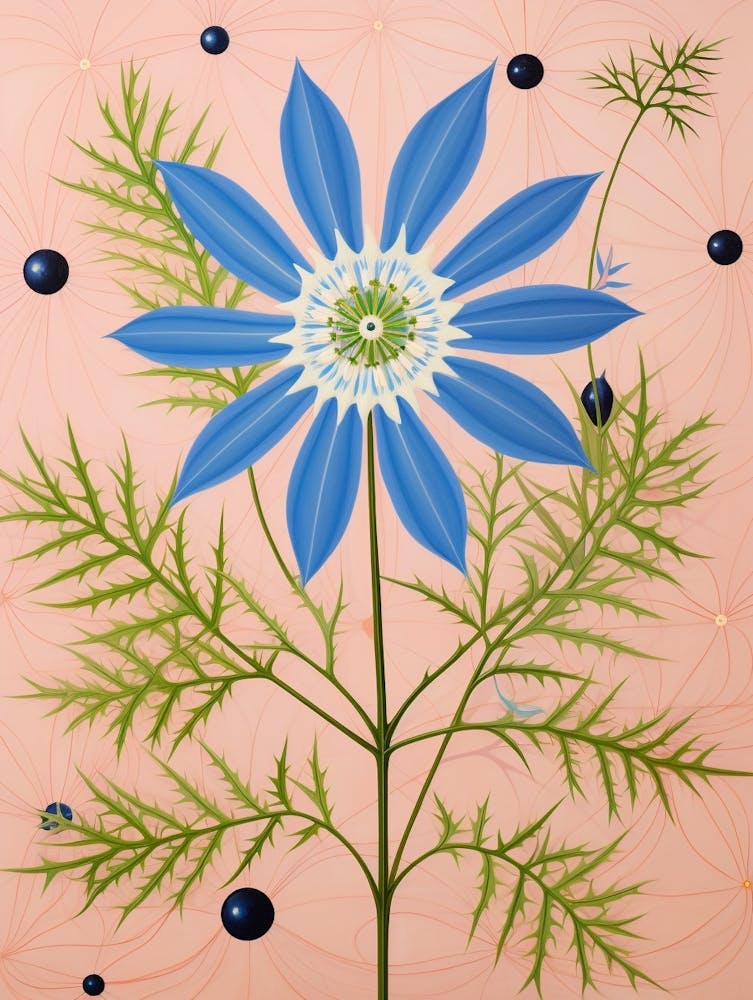 Love In A Mist Nigella 3 Hilma Af Klint Inspired Pastel Flower Painting