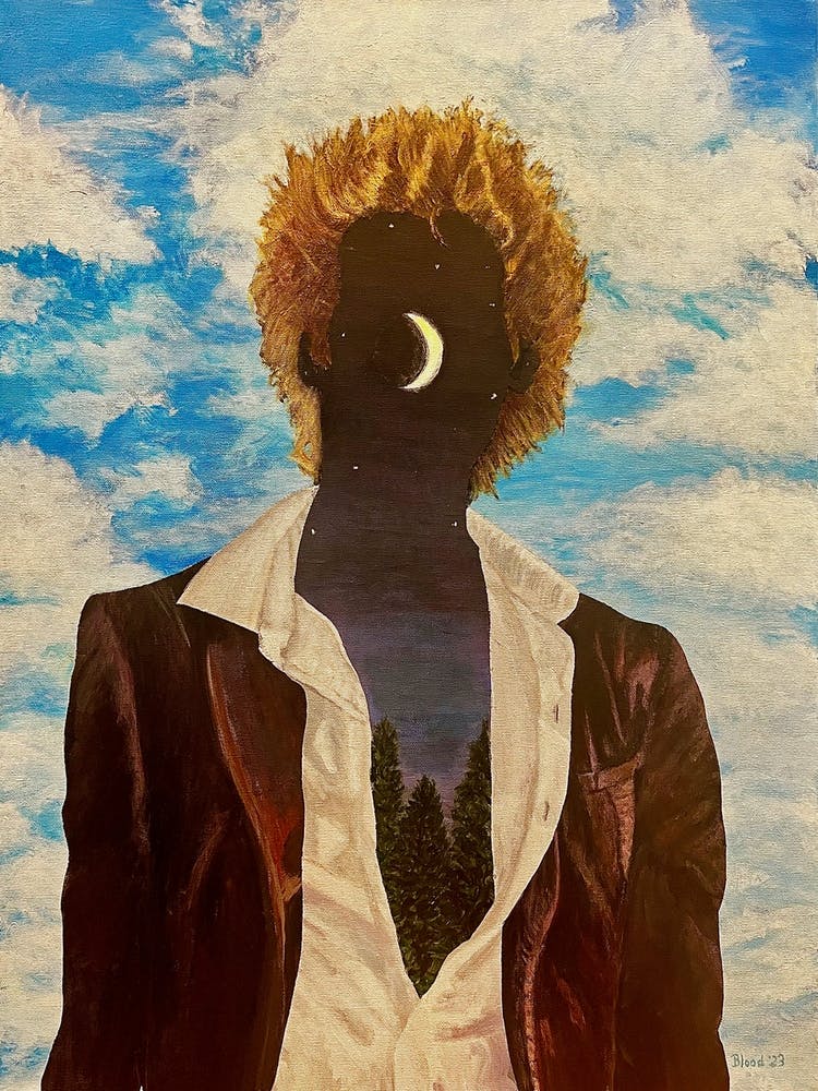 He Is The Night Surreal Portrait of Man Cloudy Sky