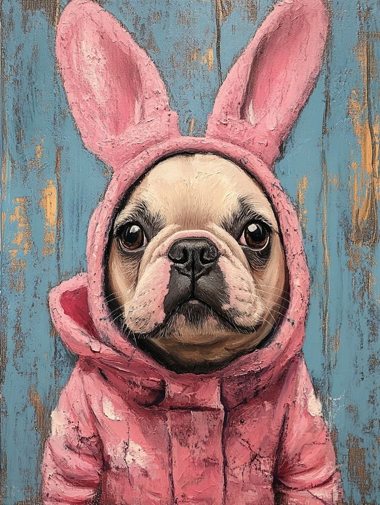 Frenchie Dressed As Easter Bunny