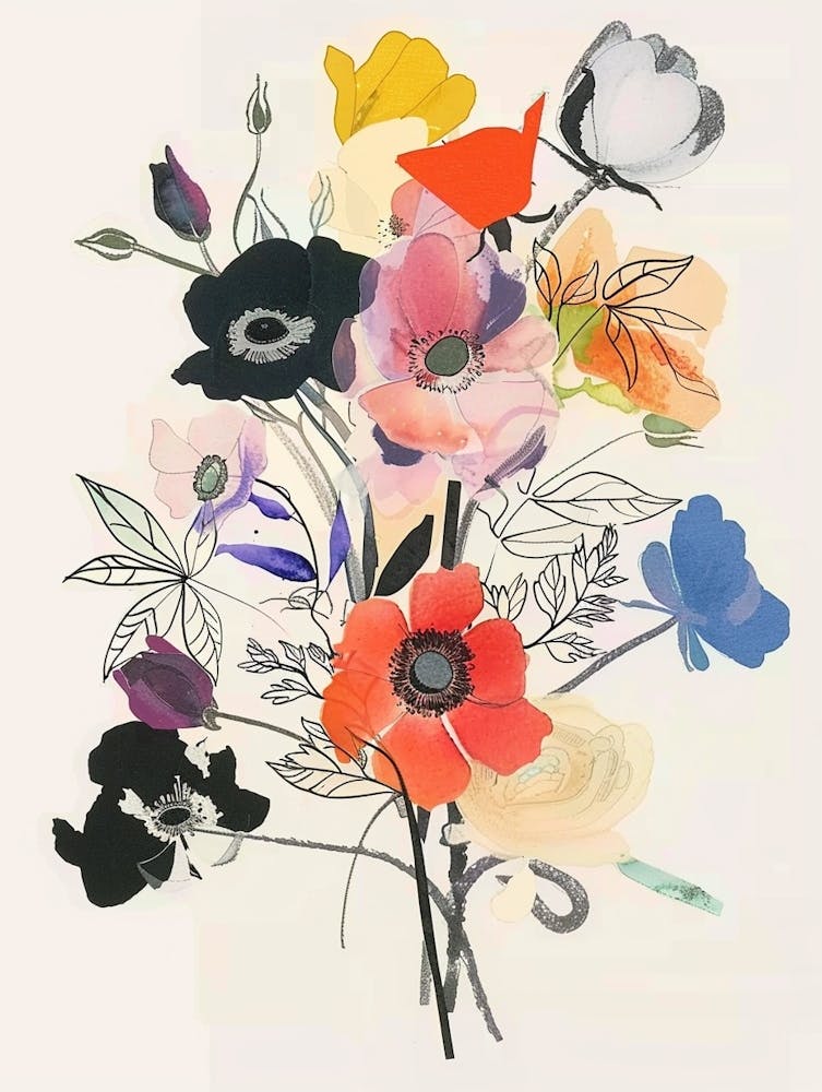 Anemone Collage Flower Bouquet