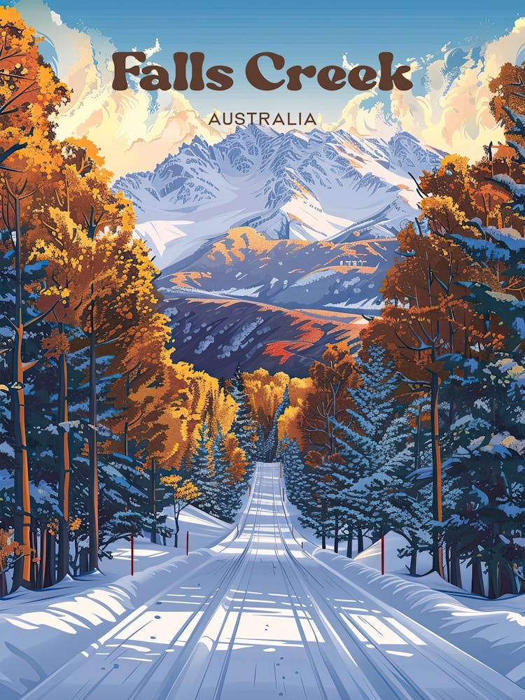 Falls Creek Australien Skigebiet Reise-Illustration