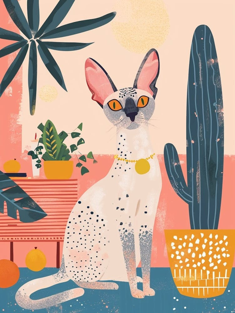 Egyptian Mau Cat Storybook Illustration 3