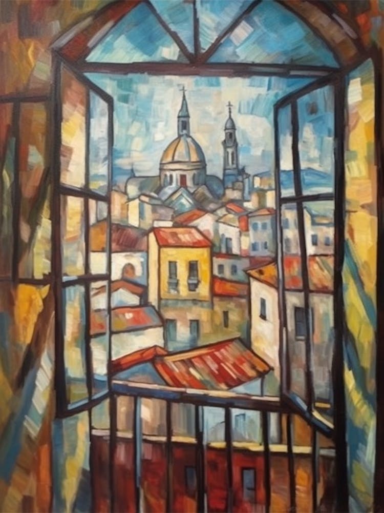 Fensterblick auf Budapest Ungarn im Stil des Kubismus 1