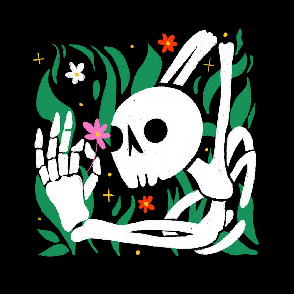 Skeleton With Flowers