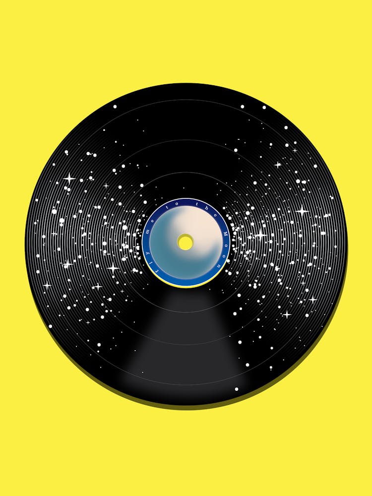 Vinyl Record On Yellow Background