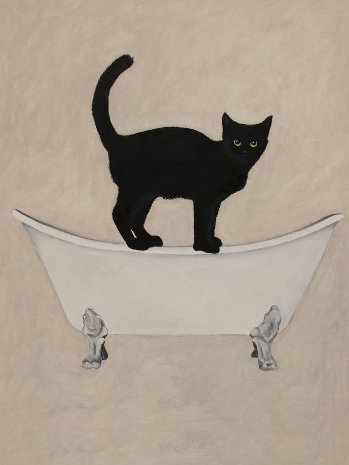 Black Cat On Bathtub Brown & Black Bathroom