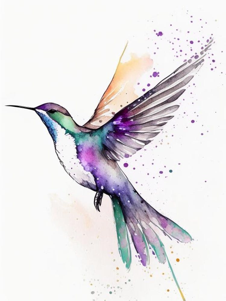 Hummingbird Migration Minimalist Watercolour 1