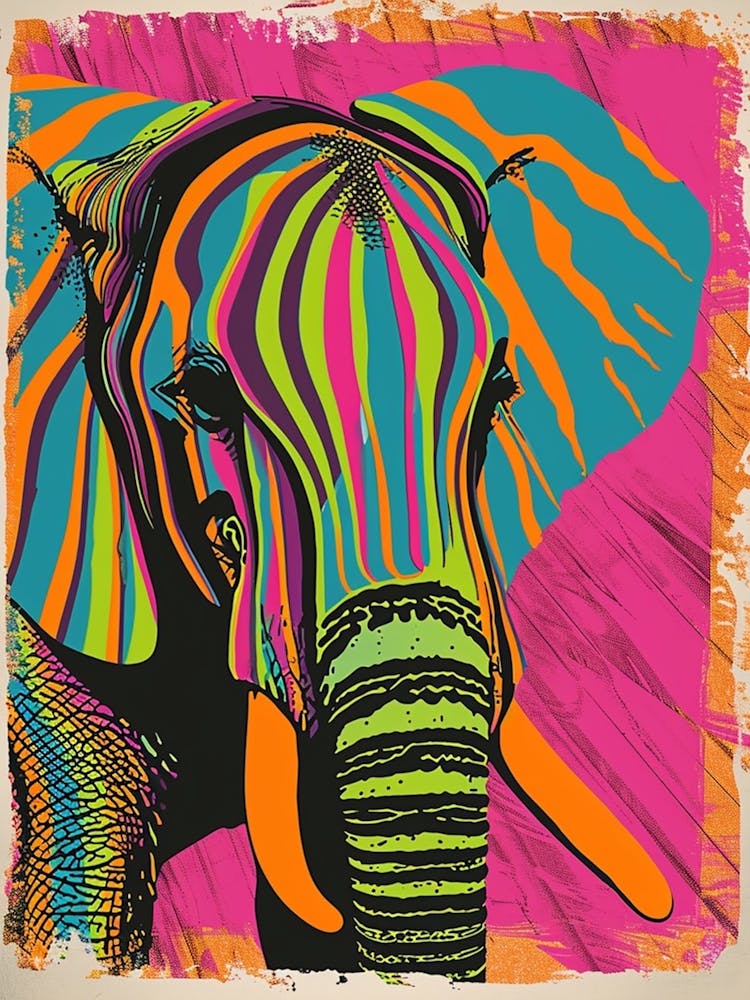 Rainbow Stripe Elephant
