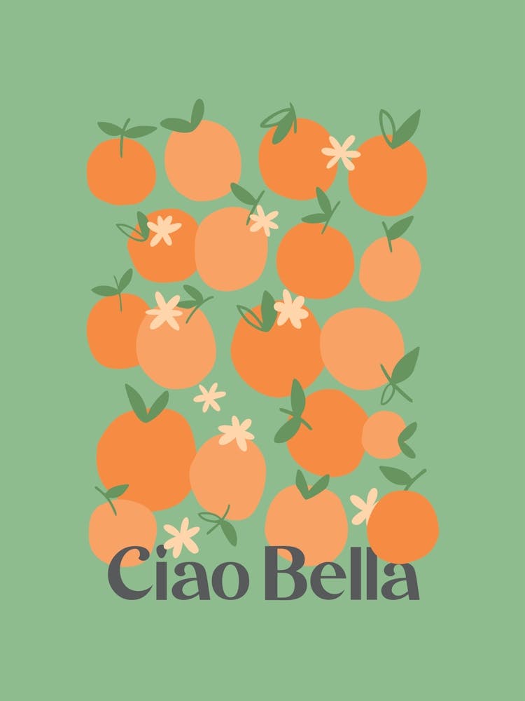 Orange Olive Green, Printable Wall Art, Citrus Fruit Print, Kitchen Decor